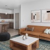 a living room with a couch and a table